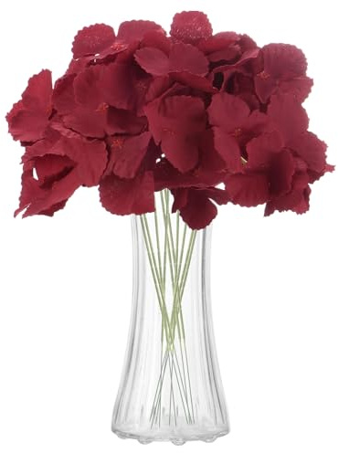 sourcing map 10 hortensias artificiales de seda de tacto real de 16 pulgadas, ramos de flores de hortensias artificiales grandes y realistas para decoración del hogar, cocina, fiesta, boda, color rojo