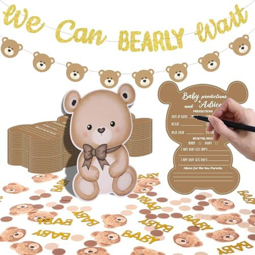 Dncvb 111 Stück Babyparty Deko, Babyparty Tischdeko Baby Shower Deko mit | Girlande, Spiele Karten zum Ausfüllen, Babyparty Deko Konfetti babyshowerparty dekoration für Taufe Geburt