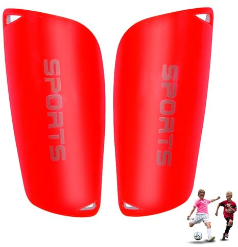 Luoqun88 Football Kids Shin Pads, 1 Pair Kids Shin Guards 6-12 Years for Football Games, Leg Protectors with Shock-Absorbing EVA for Protection Reduce hit & Injuries (Red-M)