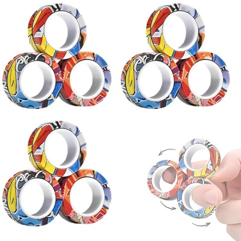 UYVPAER Magnetische Ringe Fidget Toys, Anti-Stress Fidget Toys, Adhs Magische Fingerring Spielzeug Sets, Fidget Magnet Ringe Pack Tolles Geschenk Für Erwachsene Teenager Kinder