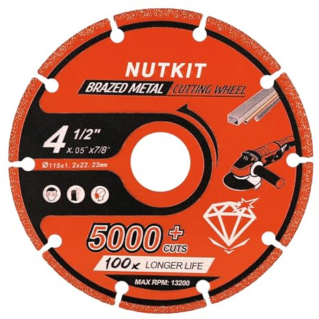NUTKIT Disco da Taglio Diamantato Universale, 115 x 22,23mm Disco da Taglio Diamantato, Disco Diamantato, 1.2mm Taglio ultra sottile per Piastrelle Gres Porcellanato Ceramica e Pietra Naturale - Rosso