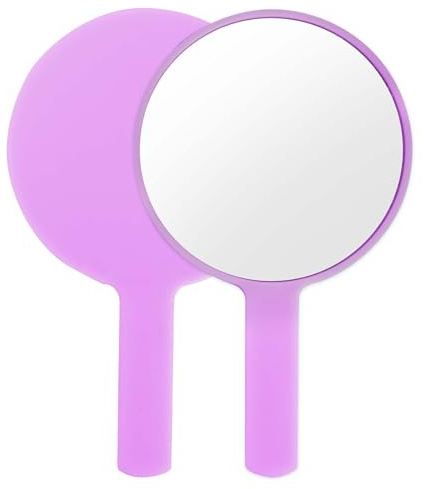 Piccolo Specchio a Mano , Specchietto con Maniglia, Specchietto Professionale, Specchio da Parrucchiere, Specchio Portatile per Festival di Viaggio,Stile Semplice,Sostenibile e Durevole (Viola)