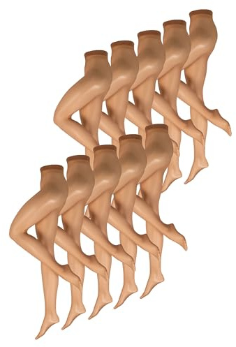 NUR DIE Damen Strumpfhose Transparent 15 DEN 10-Pack - transparente Feinstrumpfhose mit zartem Schimmer, weich, elastisch & perfekt für Alltag & Büro
