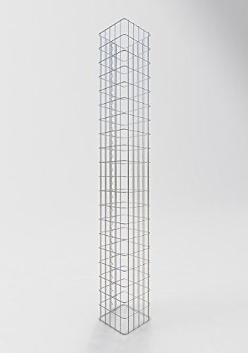 GABIONA - Gabionkolonn 200 cm hög – fyrkantig gabionkorg 27 x 27 cm – maskstorlek 5 x 10 cm – galvaniserad