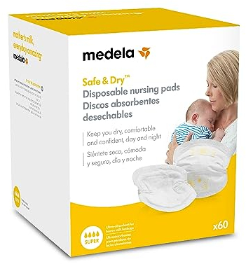Medela 0080323 - Pack of 60 Disposable Absorbent Discs for Milk Loss - White/Yellow