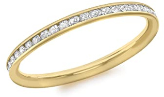 CARISSIMA Women's 9ct Yellow Gold Cubic Zirconia Band Ring - Size L