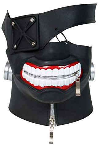 NOFONDA Nouveau Tokyo Goules Ken Kaneki 3D Masque Noir, en Cuir PU, Solide et Réaliste, Costume Parfait pour Cosplay, Halloween, Déguisement, Prop