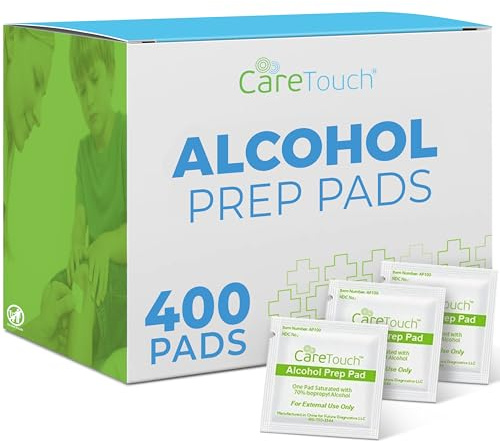 Care Touch Alcohol Wipes Individually Wrapped - Prep Pads with 70% Isopropyl Alcohol, Great for Home, Medical & First Aid Kits Sterilized, Antiseptic 2-Ply Swabs 400 Count