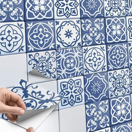 CREATISTO Fliesenaufkleber Fliesenfolie Mosaikfliesen - Aufkleber Sticker für Wandfliesen I Klebefliesen Deko Folien für Fliesen in Küche u. Bad/Badezimmer (15x15 cm I 9 -Teilig)