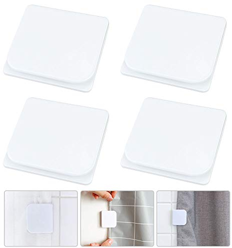 FAVENGO 4 Pcs Pinzas para Cortinas de Ducha Clips Ducha Pinza Sujeta Cortinas Pinza Cortina Ducha Clips Cortina Ducha Accesorios de Baño para Sujetar Cortinas del Baño para Ducha, Blanco