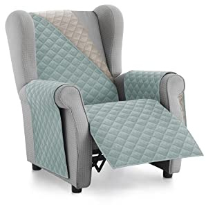 Textilhome Relaxsesselbezug 1-Sitzer Gesteppt Wendbar Universal Aquamarin | Ideal für Haustiere und Kinder. Schützt das Sofa vor Flecken, Tierhaaren, Kratzern und täglicher Abnutzung
