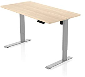 - AGIL - elektrisch Höhenverstellbarer Schreibtisch - Graues Singlemotor Gestell & Ahornfarbene Tischplatte 120 x 60 cm - Memory Funktion - Ergonomischer Schreibtisch für Kinder und Erwachsene
