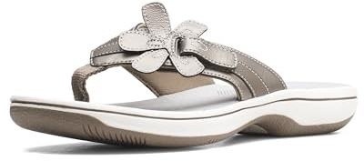Clarks Women's Brinkley Flora Cloudsteppers Flip-Flops, Pewter, 9