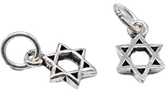 BBDMind Davidstern-Anhänger, 10 Stück, Sterlingsilber, 925 Silber, Hexagonal, Charm