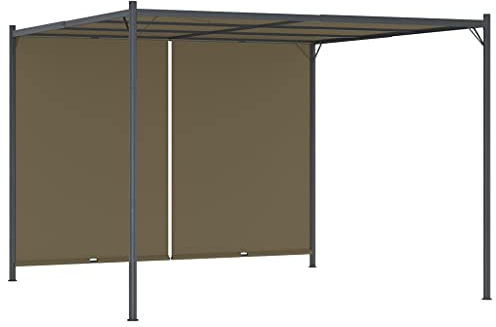 vidaXL Pérgola de Jardín con Tejado Retráctil Cenador Patio Toldo Carpa de Celebraciones Fiesta Desmontable Bodas Gris Taupe 3x3m 180 g/m²