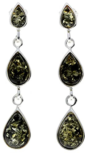 SilverAmber Jewellery UK - 925 Sterling Silber mit baltischer Bernstein - baumelnde Ohrringe - GL150