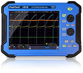 PeakTech P 1212 – Tragbares 4-Kanal Oszilloskop, Tablet oscilloscope, 8 Touchscreen, Elektronisches Messgerät, Multimeter, Digitales 100 MHz Akku Oszilloskop, max. Abtastrate 1 GS/s / 400V - CAT II