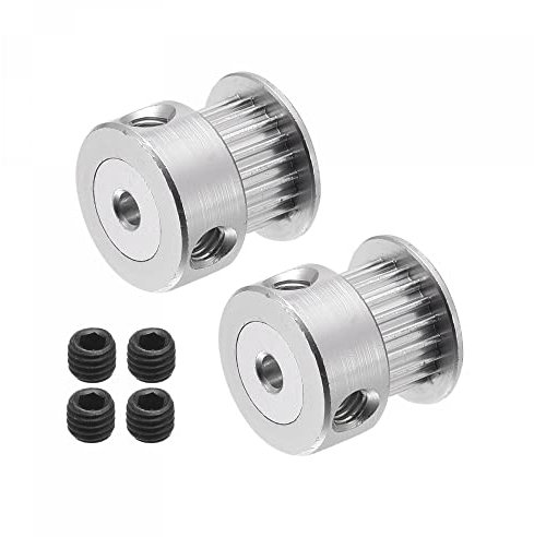 sourcing map 20 Teeth 3mm Bore Timing Pulley, Aluminium Synchronous Wheel Silver for 3D Printer Belt, CNC Machine, Pack of 2