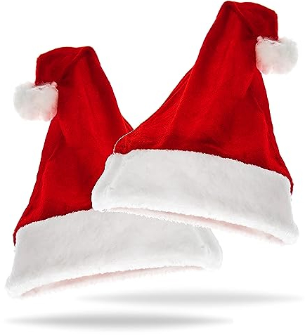 TK Gruppe Timo Klingler 2er Samt Weihnachtsmütze Nikolausmütze Mütze Weihnachten Nikolaus rot für Erwachsene & Kinder - Weihnachtsfeier Weihnachtsmarkt
