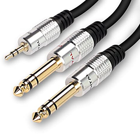 MEIRIYFA Cavo Y Stereo Da 3,5 mm a Doppio 6,35 mm TRS Da 1/8 Maschio a 1/4 Maschio per Telefono, Computer, 0,5 m