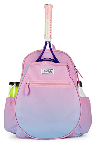 Ame & Lulu Big Love Tennis-Rucksack für Kinder, gepolsterte und verstellbare Träger, für Kinder von 7–11 Jahren, Pink & Blau Sorbet