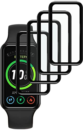 KELOLIN [4 Piezas] Protector Pantalla para Amazfit Band 7, 3D Curved, Cobertura total, Antiarañazos (Negro) Protector de pantalla suave HD compatible con Amazfit Band 7
