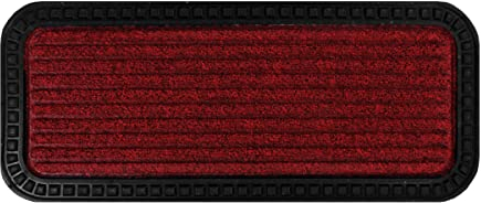 SaRani Zerbino Tappeto Ingresso Esterno Antiscivolo Bordo Gomma Mezzaluna Rettangolare (25x60 cm, Rosso)