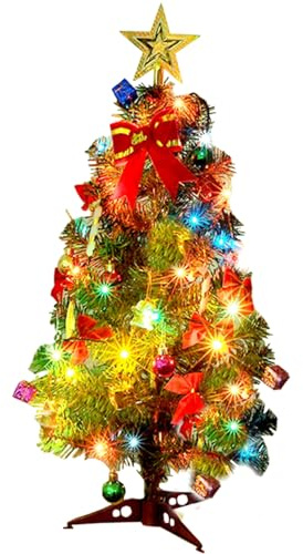Mini julgran liten julgran med LED-lampor hängande ornament bordsskiva julgran för hem juldekorationer (inget batteri) 60 cm höjd