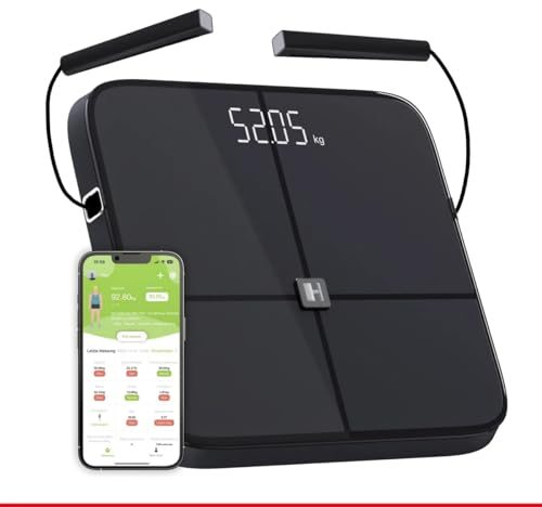 HAMMER Körperanalysewaage Body Screen TX, schwarz, 8 Sensoren, 43 präzise und relevante Gesundheitsdaten, Analyse der Körperzusammensetzung inkl. App, Bluetooth