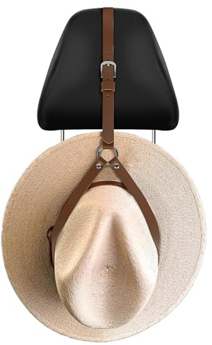 Adorila Cowboy Hat Rack for Pickup Trucks, Vegan Leather Cowboy Hat Holder for Truck Headrest, Cowboy Hat Hanger for Vehicle SUV Car Accessories (Brown)