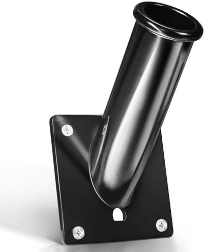 Anley Flag Pole Mounting Bracket at 45 Degree Angle with Hardwares - Made of Aluminum - Strong and Rust Free - 1.25 Diameter (Black)