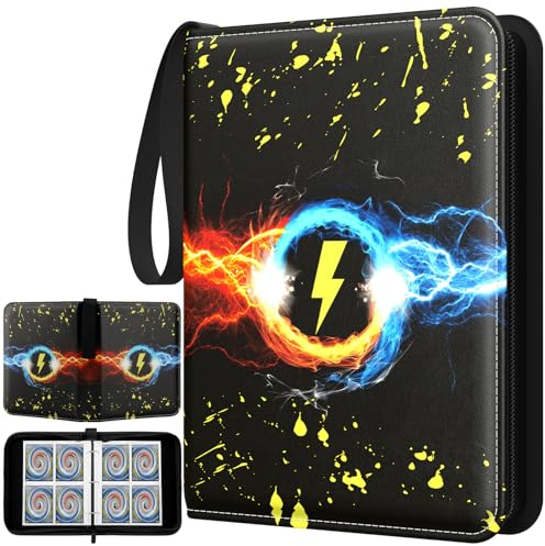 Sammelalbum für TCG Karten, 400 Karten Sammelkarten Album 4 Taschen 50 Seiten, Wasserdicht PU Leder Reißverschluss Binder für Sammelkarten, Geschenk für kinder Jungen Mädchen