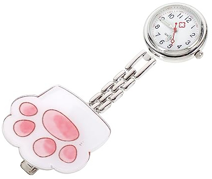 SAFIGLE 3 Sätze Taschenuhr Watches uhrenwender uhrn Prüfung Brust Uhr Arzttasche Damenuhren Katzenpfoten-Brustuhr Brustuhr des Arztes Jahrgang Anschauen Brosche Fräulein Harter Kleber Rosa