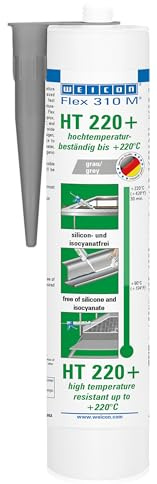 WEICON Flex 310 M HT 220+, grau, 290 ml | Hochtemperaturkleber, MS-Polymer, elastischer Dichtstoff, bis +220 °C, für Thermolackierung und Pulverbeschichtung