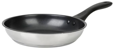 Crealys 535766 Padella in acciaio inossidabile, Ø 20 cm, gamma ESSENTIAL – Rivestimento interno antiaderente Xylan a 2 strati senza PFOA, manico termoisolante, tutte le luci incluse induzione