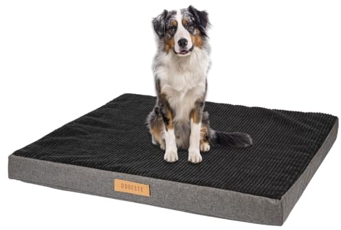 Petsen Großes Hundebett, Orthopädisches Hund Kissen Hunde-Matratze mit Waschbarer Abdeckung, Gelenkschonend Hundesofa Hundematte mit Gravieren Namen (Schwarz-Grau, L 100 cm x B 90 cm x H 10 cm)