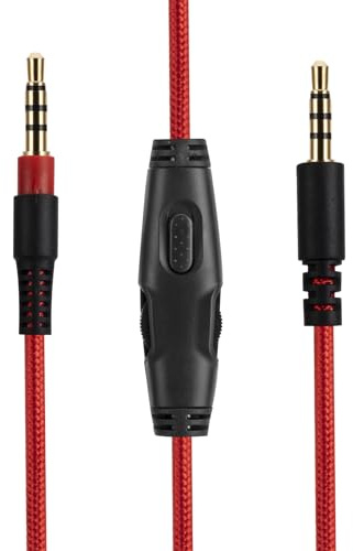 Cloud Alpha Ersatzkabel, kompatibel mit HyperX Cloud Alpha Gaming-Headset, Inline-Stummschaltung, Lautstärkeregler mit Mikrofon, 1,5 Meter Kopfhörer-Audio-Verlängerungskabel