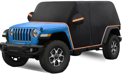 AUPZIMI Cab Cover for Jeep Wrangler Cover 4 Door Waterproof 2007-2025 UV Resistant with Zipper 8 Gust Hooks JK JL Unlimited Cover Protect from Rain, Sunshine, Snow Scratch Resistant