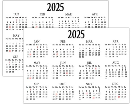 2025 Calendar Stickers 5 * 7 Inch Removable Monthly Planner Schedule Decals Strips for Notebooks & Journals(4 Pack)