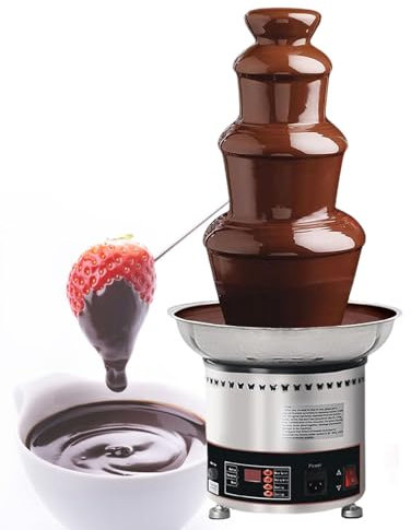 Commercial Chocolate Fondue, 4-7 Tiers Large Chocolate Waterfall Machine, Stainless Steel Hot Cheese Fondue Tower, for Commercial Household Wedding Birthday Christmas,4tiers