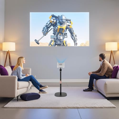 SuhoFutus Beamer Ständer mit Quadratische Basis, Beamer Ständer Höhenverstellbar 65-120 cm, Projektorständer ist um 360°-Schwenkdrehung und 90°-Neigung, Kompatibel mit 1/4-Sekunden-Projektoren