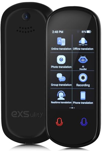 exsulity Sprachübersetzer Gerät 138 Sprachen Oline Foto Übersetzung 3,1 Zoll HD Touchscreen 1200mAh Sprachübersetzer in Echtzeit