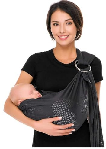 CUBY Porte-bébé d'été pour nouveau-né, anneau en maille séchage rapide, couverture allaitement, respirant, réglable, facile transport, écharpe douce marche