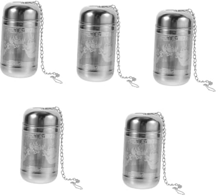 Cabilock 5pcs Large Capacity Tea Infuser Ball Fine Mesh Tea Strainer Stainless Steel Spice Strainer Chain