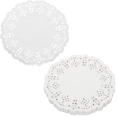 QUARKZMAN 150 stycken tårtspetsar 11,5 cm runda, dekorativa engångsset av spetspapper för tårta desserter livsmedelsdekoration bröllop födelsedag, vit | Tårtdukar gjorda av spetspapper för tårta desserter livsmedelsdekoration bröllop födelsedag