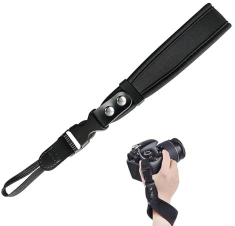 SUNNIFLY Correa Camara de Fotos, Correa de Muñeca para Cámaras DSLR, Videocámaras, Cámaras, Teléfonos Móviles, etc., Como Sony a7iii, Canon, etc., Tamaño Ajustable (Negro)