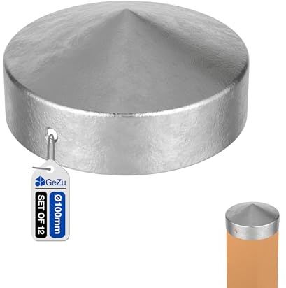 GeZu Impex Chapeau Poteau Pyramidale Rond 100 mm Zingué à Chaud Lot de 12 Capuchon Protection Pour Poteau Couvercle en Forme De Pyramide Pour Poteau De Clôture en Bois