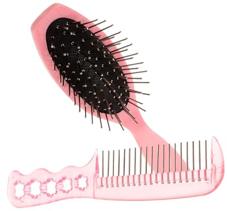 BESTYASH 1 Set Paddle Brush and Steel Comb for Women Hair Care Portable and Smoothing Hair Brushes for Professional Styling and Individual Strand Management