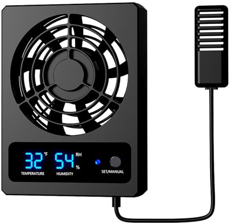 Ventilationsfläkt för reptilhölje - termostatstyrd kylenhet, stark vindfläktsats | Smart LED-skärm tankfläkt, från