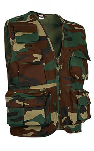 Genérico Chaleco Multibolsillos Transpirable Safari | Ideal para Trabajo, Aventura | Sarga Resistente y Confortable | Muchos Bolsillos = 9 (Talla XL, Color Camuflaje)